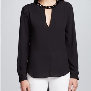 BCBGMaxAzria Jeweled Collar Open Back Top